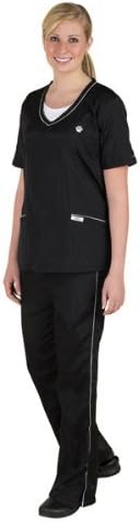 Top Performance Contrast-Trim Grooming Pants — Fashionable and Versatile Pants for Professional Groomers - Large, Black/White