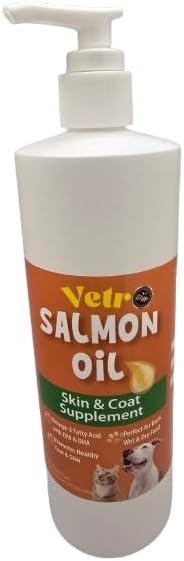 Vetr Norwegian Salmon Oil for Dogs & Cats, 16.9 oz - Omega 3 Fish Oil for Healthy Skin, Shiny Coat, Joint & Heart Health