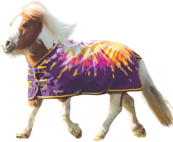 Tack Shack of Ocala- Shires Mini/Foal Highlander Turnout Blanket, Waterproof Turnout Blanket, 600 Denier, 200g Polly Fill Turnout Blanket, Mini Waterproof Blanket (Gold Tie Dye, 33)