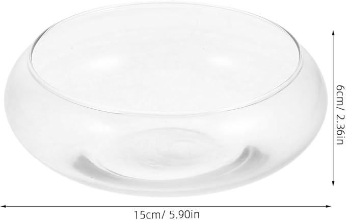 Fish Bowl Glass, Round Glass Vase, Clear Lotus Bowl, Aquatic Plant Pot for Centerpieces, Home Decor, Weddings Events Arrangements, 4'' Open Mouth, 2.3" Height x 5.9" Width
