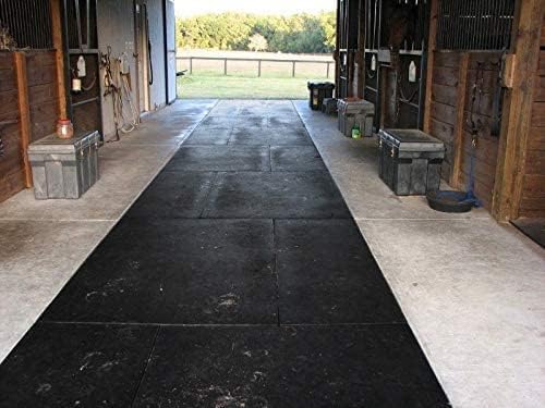 American Floor Mats - Heavy Duty Stall Tiles - Stable/Horse Tiles - Thick, Durable Rubber Flooring Solid Black 1 Border Tile 3/8" Thick