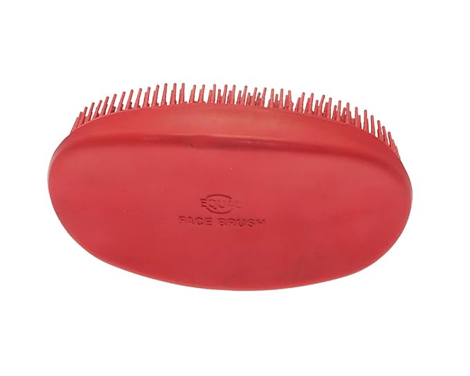 Grewal® Equestrian Grooming Bundle Kit - Comfy Pet Grooming & Bathing Glove - Oval Face Soft Bristles - Great for Thin & Sensitive Skin (Red)
