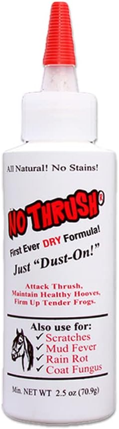No Thrush Dry Powder Treatment for Horses - Wound Care, Scratches, Rain Rot, Mud Fever, Coat Issues - All Natural Ingredients, Non-caustic, Easy to Use Powder Formula (2.5 oz)