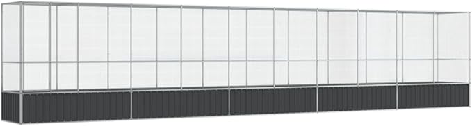 Large Bird Aviary with Extension, Outdoor Galvanized Steel Bird Cage, Galvanized Steel Outdoor Bird Aviary, Mesh Fence Bird House for Small Animals, 410.4"x42.1"x83.5"