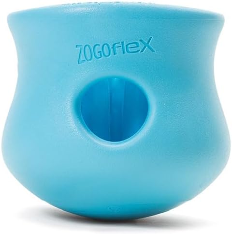 WEST PAW Zogoflex Toppl Interactive Treat Dispensing Dog Puzzle Play Toy, 100% Guaranteed Tough, It Floats!, Made in USA, Small, Aqua