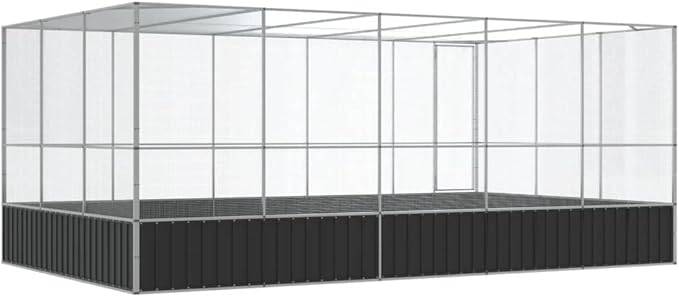 Outdoor Aviary Bird Cage, Galvanized Steel Outside Ample Activity Space Birdcage, 203.9"x120.9"x83.5", -273