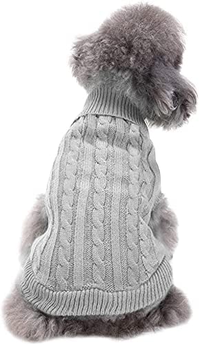 CHBORCHICEN Small Dog Sweaters Knitted Pet Cat Warm Dog Sweatshirt Winter Clothes Kitten Puppy Sweater (XX-Small, Grey)