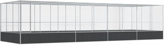 Galvanized Steel Large Flight King Bird Cage with Extension, Steel Outdoor Aviary, Outdoor Indoor Large Bird Cage Aviary Pet House for Cockatiels African Parakeets, 366.9"x120.9"x83.5",-317