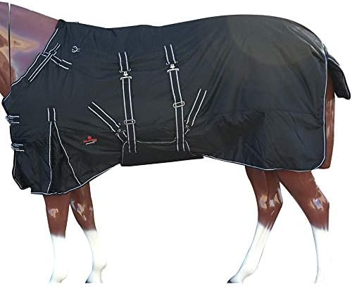 Black 75 in HILASON 1200D Winter Waterproof Poly Horse Turnout Blanket Belly Wrap