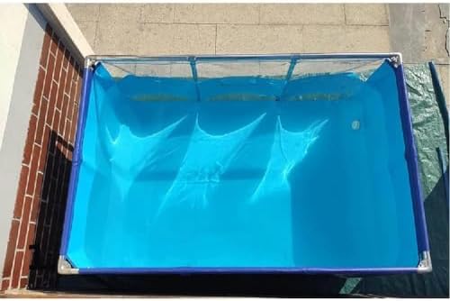 Flexible PVC Fish Breeding Tank with Steel Frame, Aquatic Pets Pool, Easy Assembly, Clear Viewing Window, 50x40x30cm, Ideal for Backyard Ponds and Aquaculture