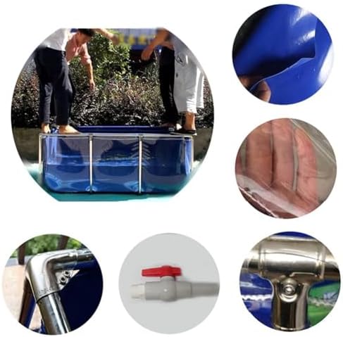 Flexible PVC Canvas Fish Breeding Water Tank with Steel Frame, Clear Viewing Window, Easy Assembly, Ideal for Aquatic Pets, Backyard Pool Pond - 50x40x30cm