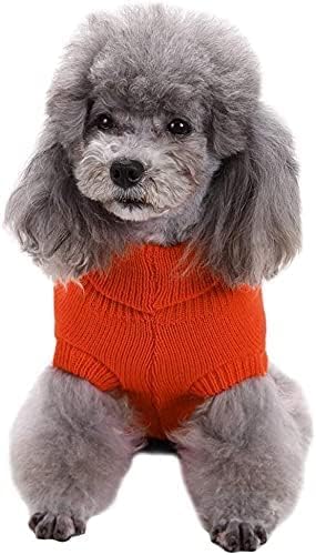 CHBORCHICEN Small Dog Sweaters Knitted Pet Cat Warm Dog Sweatshirt Winter Clothes Kitten Puppy Sweater (XX-Small, Orange)