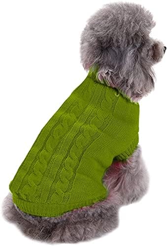 CHBORCHICEN Small Dog Sweaters Knitted Pet Cat Warm Dog Sweatshirt Winter Clothes Kitten Puppy Sweater (XX-Small, Light Green)