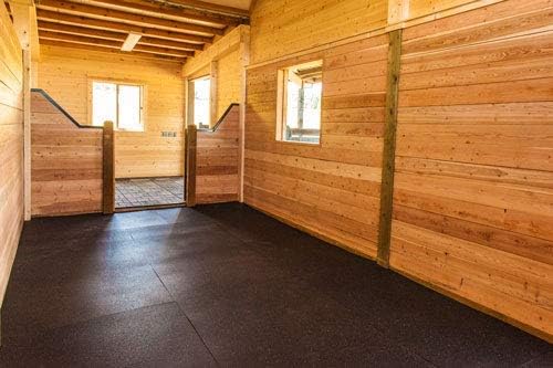 American Floor Mats - Heavy Duty Stall Tiles - Stable/Horse Tiles - Thick, Durable Rubber Flooring Solid Black 10' x 12' Set 3/8" Thick (30 Tiles Total)