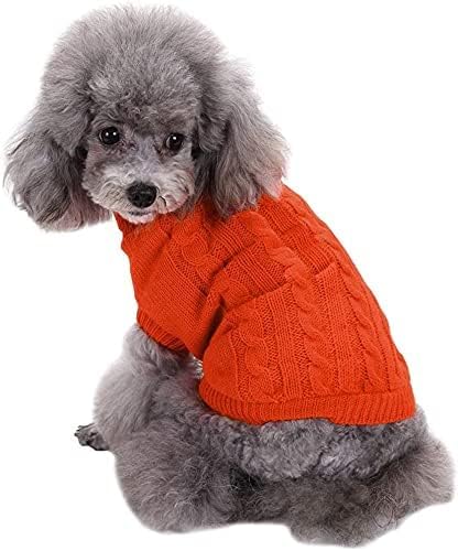 CHBORCHICEN Small Dog Sweaters Knitted Pet Cat Warm Dog Sweatshirt Winter Clothes Kitten Puppy Sweater (XX-Small, Orange)
