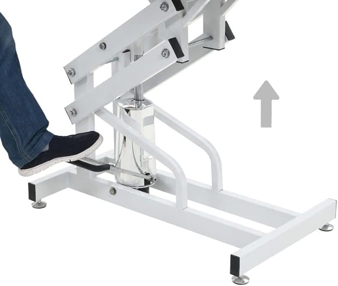 Hydraulic Dog Pet Grooming Table, 42 Inch Heavy Duty Z Lift Structure Professional Dog Grooming Table Suitable for Large Dogs at Home with Adjustable Arms, Clamps and 2 Grooming Noose, Purple