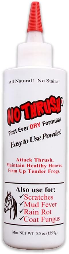 No Thrush Dry Powder Treatment for Horses - Wound Care, Scratches, Rain Rot, Mud Fever, Coat Issues - All Natural Ingredients, Non-caustic, Easy to Use Powder Formula (5.5 oz)