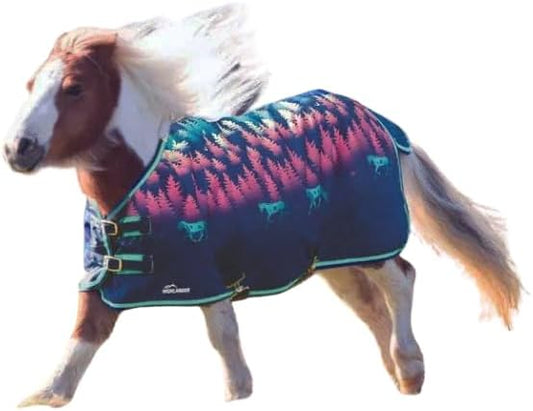 Tack Shack of Ocala- Shires Mini/Foal Highlander Turnout Blanket, Waterproof Turnout Blanket, 600 Denier, 200g Polly Fill Turnout Blanket, Mini Waterproof Blanket (Navy Forest, 33)