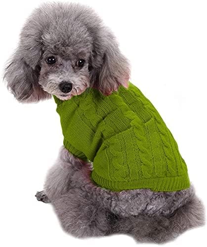 CHBORCHICEN Small Dog Sweaters Knitted Pet Cat Warm Dog Sweatshirt Winter Clothes Kitten Puppy Sweater (XX-Small, Light Green)