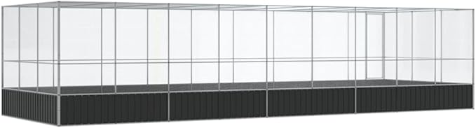 Large Metal Heavy Duty Walk-in Aviary Cage with Extension, Ample Activity Space Bird Cage with Lockable Door Also for Chickens and Rabbits, Silver 366.9"x120.9"x83.5" Steel,-419