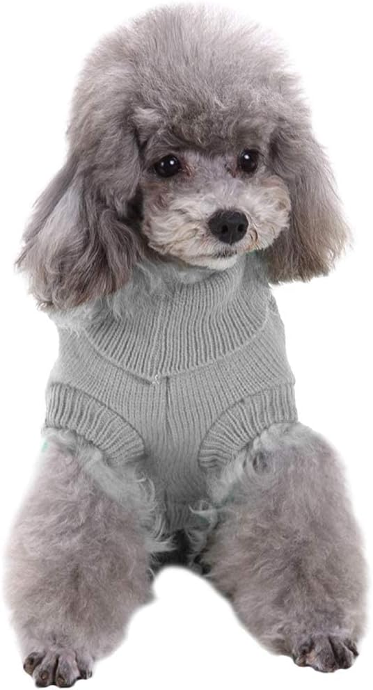 CHBORCHICEN Small Dog Sweaters Knitted Pet Cat Warm Dog Sweatshirt Winter Clothes Kitten Puppy Sweater (Small, Grey)