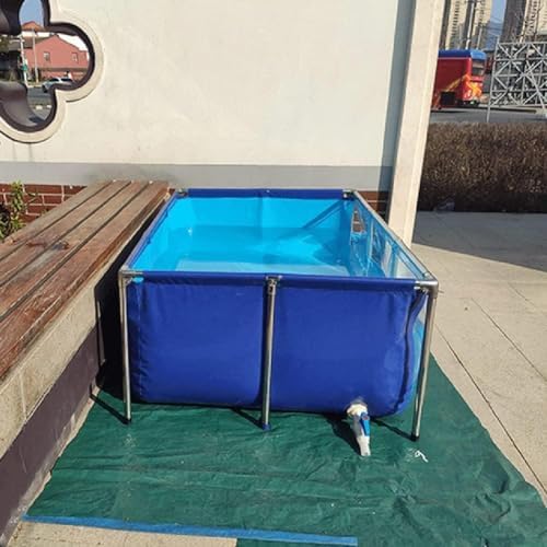 Flexible PVC Fish Breeding Tank with Steel Frame - 50x40x30cm Aquatic Pet Pool, Clear Viewing Window, Easy Assembly, Ideal for Backyard Ponds and Fish Care.
