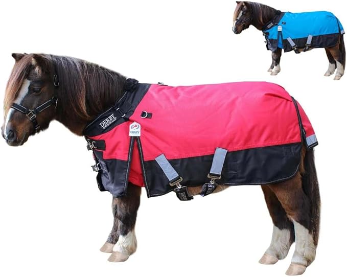 Derby Originals Nordic Tough 1200D Ripstop Waterproof Reflective All Season Mini Horse & Pony Turnout Rain Sheet with 210T Nylon Lining Double Layer Breathable (Red, 52")