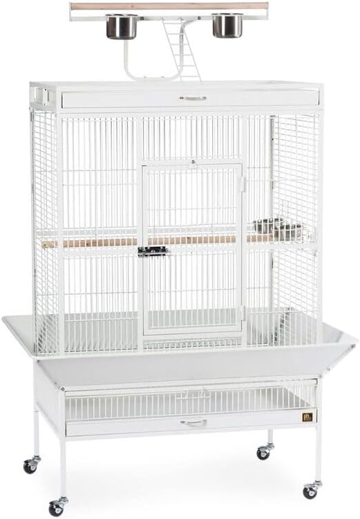 Suburban Sophistication Playtop Bird Home with Spacious Design, Durable Materials, Removable Perches Large/Chalk White