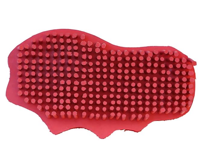 Grewal® Equestrian Grooming Bundle Kit - Comfy Pet Grooming & Bathing Glove - Oval Face Soft Bristles - Great for Thin & Sensitive Skin (Red)