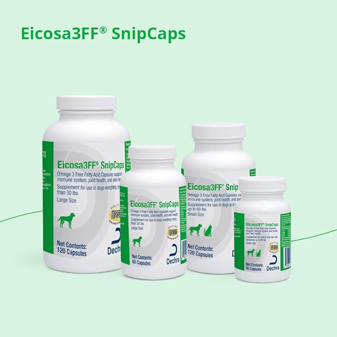 Eicosa3FF SnipCaps Omega 3 Free Fatty Acid Capsules for Dogs and Cats - Small, 120 ct