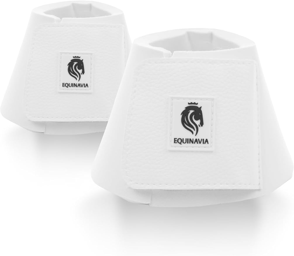 Equinavia Toki Bell Boots for Horses | Neoprene Overreach Boots - White - M