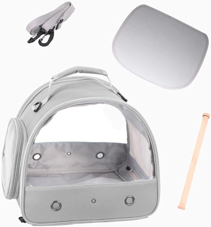 Bird Travel Carrier Cage, Portable Small Bird Parrot Parakeet Carrier with Standing Perch and Soft Mat, Side Access Window Collapsible Bird Carry Transport Bag for Vet Visit