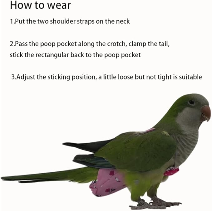 6PCS Washable Reusable Bird Diapers with Waterproof Lining & Adjustable Straps – Soft Parrot Diaper Clothes Costume Set for for Parakeets, for Budgies, for Mini Macaws (M)