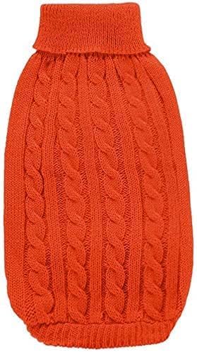 CHBORCHICEN Small Dog Sweaters Knitted Pet Cat Warm Dog Sweatshirt Winter Clothes Kitten Puppy Sweater (XX-Small, Orange)