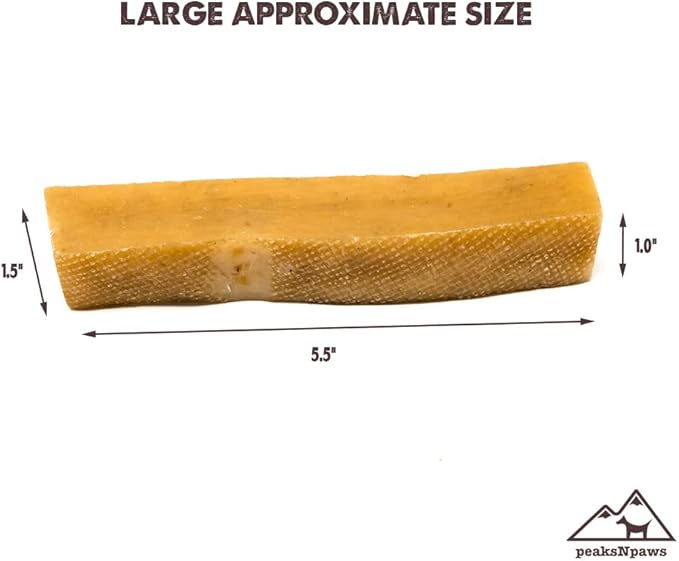 peaksNpaws Yak Cheese, High Protein, Himalayan Dogs Chews, Natural Dog Treats, Lactose Free, Long Lasting Dogs Treat for Aggressive Chewers Under 55 lbs 20 Large Chew Sticks
