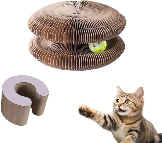 Rascador Flexible, rascador Flexible, 360°Spiral Track, Built-in Ball Pit, Magnetic Design, Free Splicing, Relieve Stress, Suitable for Indoor Cats (1PCS)
