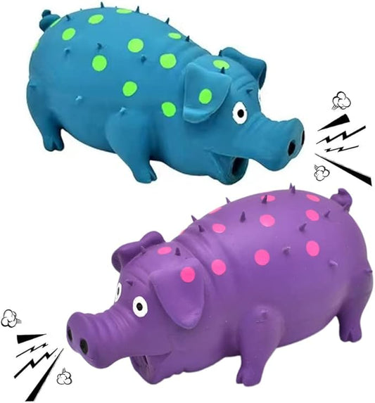 Squeaky Pig Dog Toys, 2 Pack Grunting Pig Dog Toy That Oinks Grunts for Small Medium Large Dogs, Grunting Pig Sound Play Dog Toy