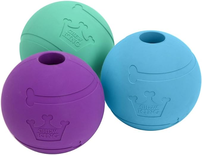 Chew King Fetch Balls Extremely Durable Natural Rubber Toy Pack of 3 - 3 inch Balls (CM-0263-CS01)