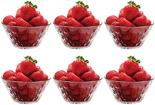 Vikko Glass Bowls, Set of 6 Decorative Dessert Bowls, 11.75 Ounce Glass Dish for Dessert, Candy, Kitchen Prep, Dishwasher Safe