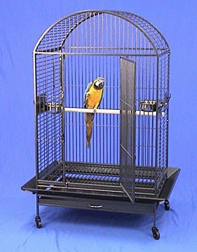 Extra Large Wrought Iron Bird Cage Parrot Cages Macaw Dometop 36"x26"x65" (Silver Vein)