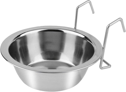 Hypeety Stainless Steel Food Water Cup with Bolt Hooks for Pet Bird Crates Cages Coop Dog Cat Parrot Bird Rabbit Pet (Medium,13cm)