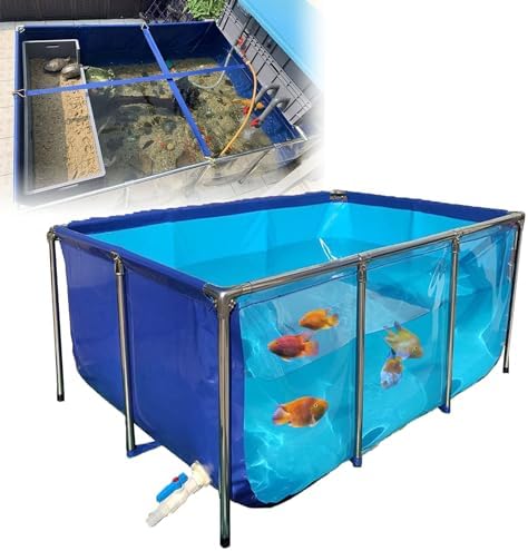 Flexible PVC Fish Breeding Water Tank with Steel Frame, 50x40x30cm Clear Viewing Pool for Aquatic Pets, Easily Assembled Backyard Pond Liner