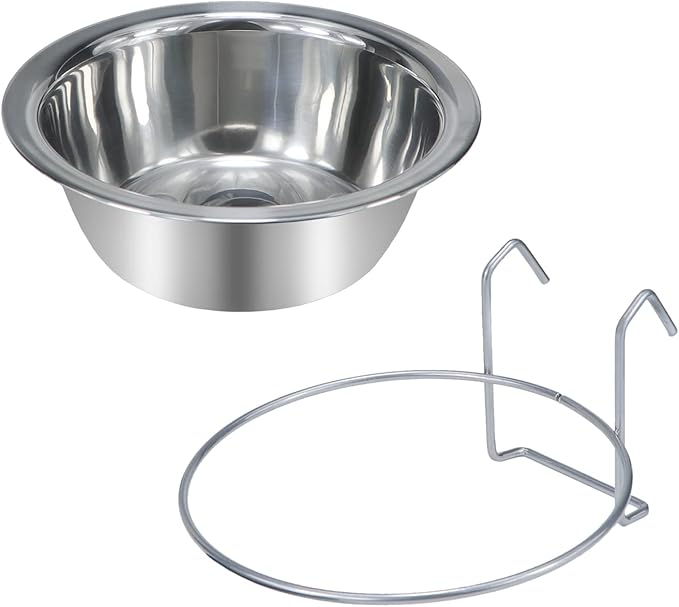 Wontee Pet Bowl Stainless Steel Hanging Food Water Bowls Bird Cage Feeder for Birds, Parrots, Small Sized Dogs and Cats (S+M+L)