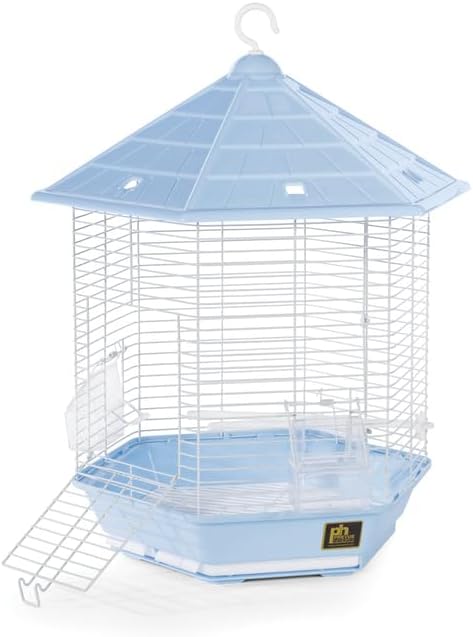 Neo-Classical Nostalgia Bird Cage with Elegant Design, Durable Metal Construction, Spacious Interior, and Timeless Aesthetic for Comfortable Bird Housing Light Blue