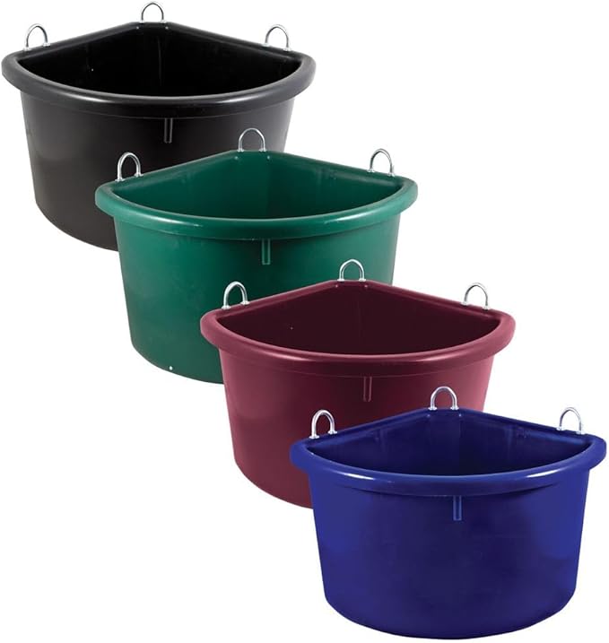 Dura-Tech Platinum Corner Feeder for Horses 30 Quart | Space-Saving Corner Design | Cold Weather Resistant | Color Royal