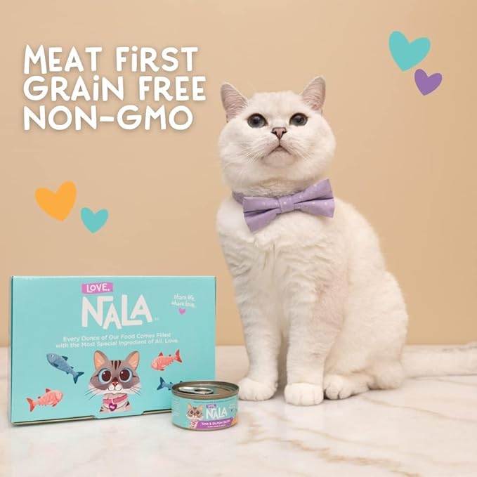 LOVE, NALA Natural Flaked Wet Cat Food Variety Pack – Salmon, Tuna with Carrot & Pea, Chicken with Pumpkin – Grain Free, Non-GMO, High Protein, Omega-3, Added Vitamins & Minerals, 12 Pack (2.4 lb)