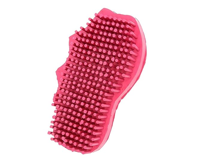 Grewal® Equestrian Grooming Bundle Kit - Comfy Pet Grooming & Bathing Glove - Oval Face Soft Bristles - Great for Thin & Sensitive Skin (Pink)