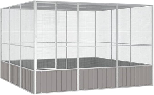 Large Flight King Bird Cage, Steel Bird Cage Flight Cage for Cockatiels African Parakeets Green Cheek Conures Pigeons Parrot, Gray 119.1"x127.8"x83.3",-972