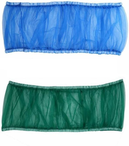 ISMARTEN Bird Cage Seed Catcher (2 Pack), Airy Gauze Bird Cage Cover Seeds Guard Dust-Proof Universal Birdcage Accessories Mesh Net Cover (Blue + Green, L)