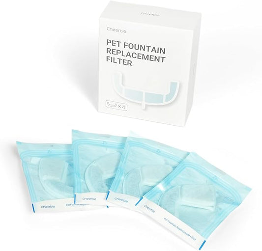 Cheerble Pumpless Cat Water Fountain, 2L/67oz Automatic Pet Fountain, Elfin E1 Lite Cat Fountain for Drinking, MagDrive™ Technology, Continuous Flow Mode, BPA-Free (White, 4 Filters)